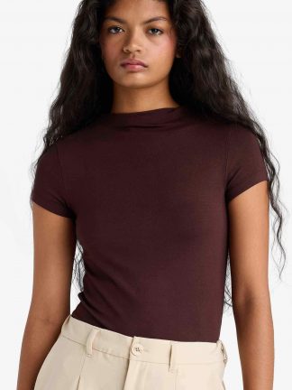 تیشرت زنانه قهوه ای دفکتو