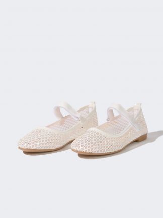 کفش تخت زنانه سفید دفکتو