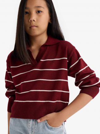 پلیور دخترانه زرشکی دفکتو