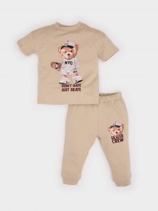 ست لباس نوزادی پسرانه بژ دفکتو