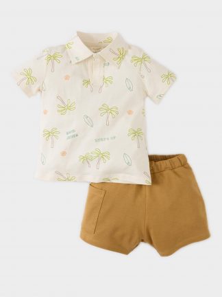 ست لباس نوزادی پسرانه بژ دفکتو