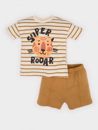 ست لباس نوزادی پسرانه بژ دفکتو