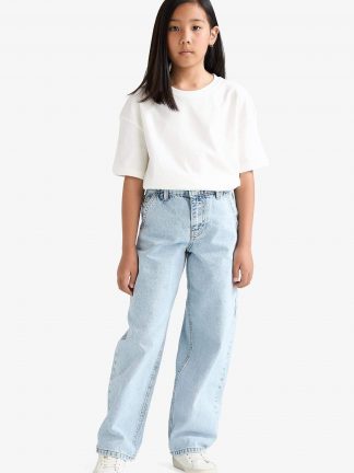 شلوار جین دخترانه آبی روشن دفکتو