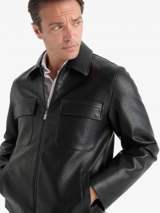 کت چرمی مردانه مشکی دفکتو