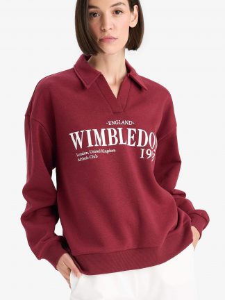 سویشرت زنانه زرشکی دفکتو