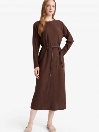 پیراهن زنانه قهوه ای دفکتو