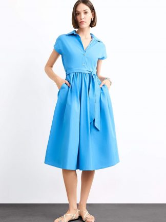 پیراهن زنانه آبی روشن دفکتو