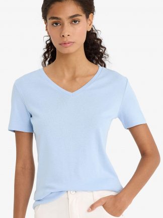 تیشرت زنانه آبی روشن دفکتو