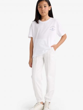 شلوار راحتی دخترانه سفید دفکتو