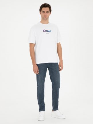 شلوار جین اسلیم فیت مردانه آبی روشن کاشارل