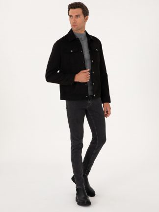 کت چرمی مردانه مشکی کاشارل