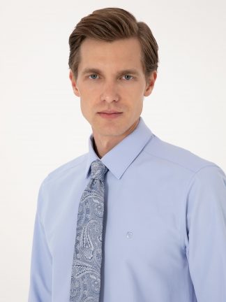 پیراهن رسمی مردانه آبی پیرکاردین