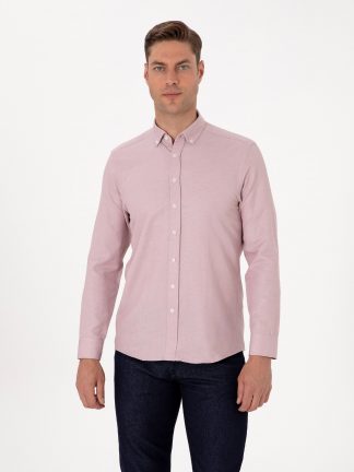 پیراهن آستین بلند مردانه گلبهی پیرکاردین