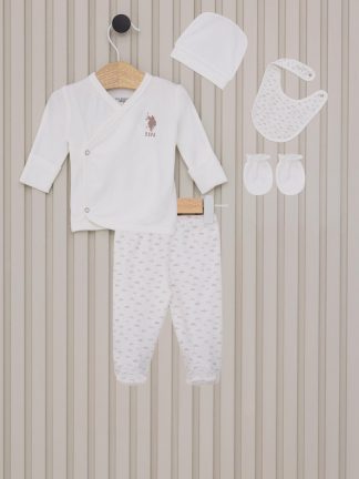 ست لباس نوزاد پسر کرم یو اس پولو