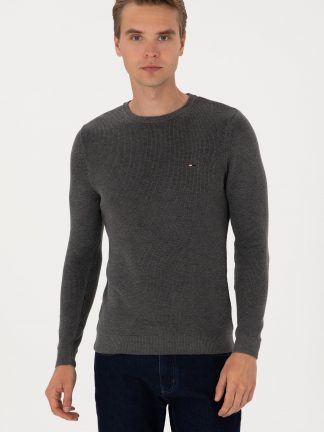 پلیور مردانه خاکستری تیره یو اس پولو