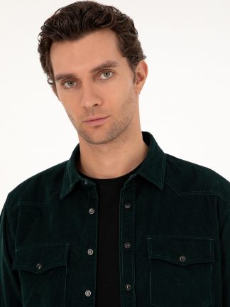 پیراهن مردانه سبز تیره کاشارل