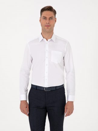 پیراهن آستین بلند مردانه سفید پیرکاردین