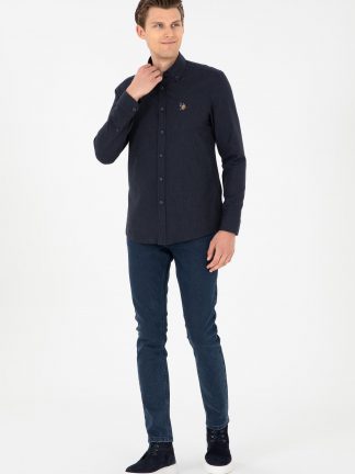 شلوار جین اسلیم فیت مردانه آبی تیره یو اس پولو