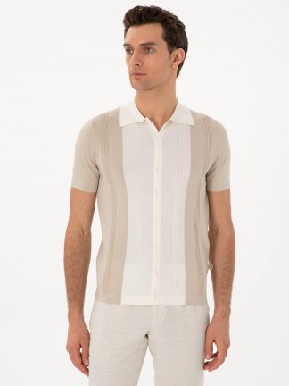 پیراهن آستین کوتاه مردانه بژ کاشارل