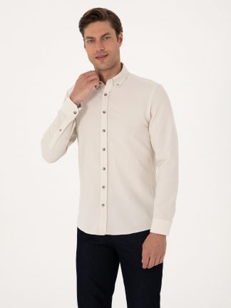 پیراهن آستین بلند مردانه بژ پیرکاردین