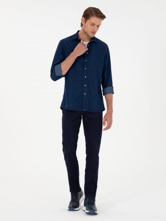 شلوار جین راسته مردانه سرمه ای پیرکاردین