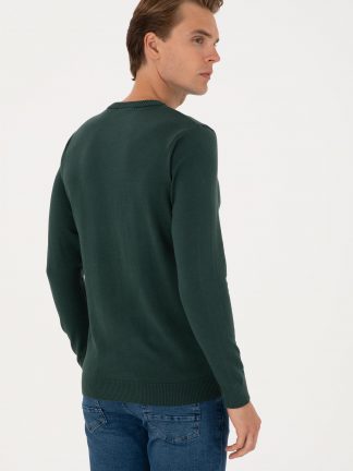 پلیور مردانه سبز تیره یو اس پولو