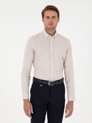 پیراهن آستین بلند مردانه بژ پیرکاردین