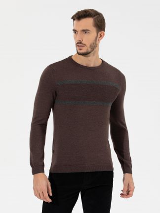 پلیور مردانه قهوه ای روشن پیرکاردین