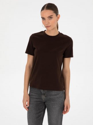 تیشرت زنانه قهوه ای پیرکاردین