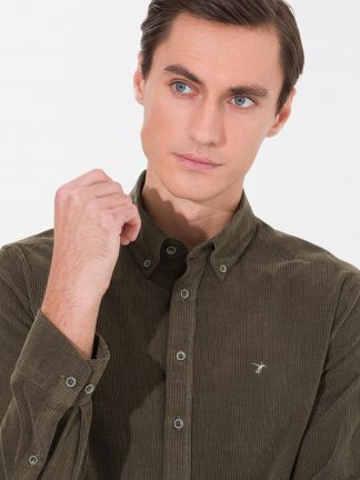 پیراهن آستین بلند مردانه خاکی روشن کاشارل