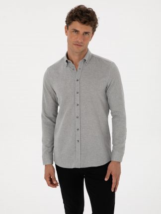 پیراهن آستین بلند مردانه خاکستری پیرکاردین