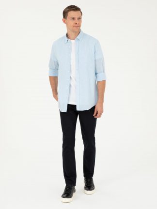 شلوار جین اسلیم فیت مردانه سرمه ای تیره کاشارل