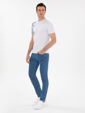 شلوار جین اسلیم فیت مردانه آبی روشن کاشارل