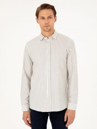 پیراهن آستین بلند مردانه سرمه ای پیرکاردین