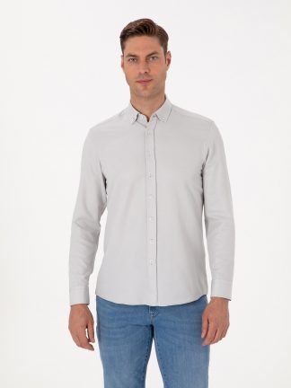 پیراهن آستین بلند مردانه خاکستری پیرکاردین