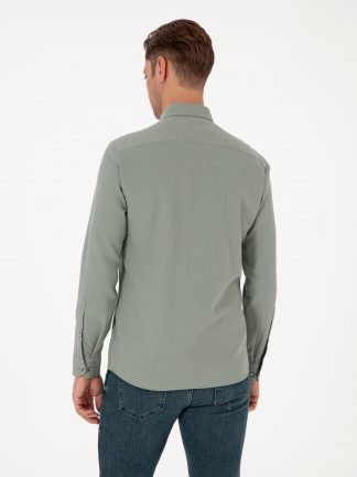 پیراهن آستین بلند مردانه سبز روشن پیرکاردین