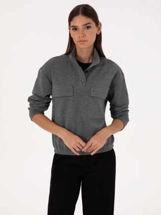 سویشرت زنانه خاکستری پیرکاردین