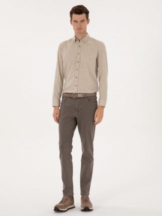 شلوار جین اسلیم فیت مردانه بژ پیرکاردین