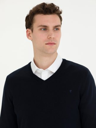 پلیور مردانه سرمه ای پیرکاردین