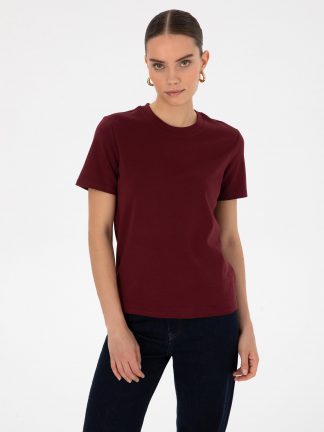 تیشرت زنانه آلبالویی پیرکاردین