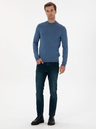 پلیور مردانه آبی تیره کاشارل