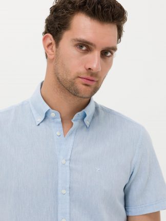 پیراهن آستین کوتاه مردانه آبی روشن کاشارل
