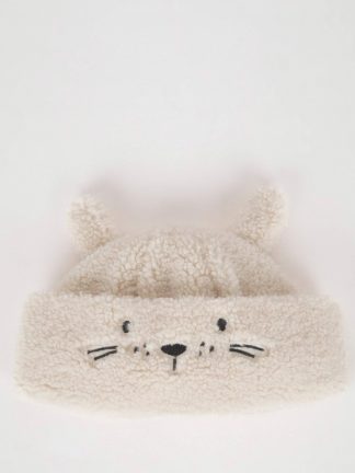 کلاه بافت نوزاد دختر سفید دفکتو