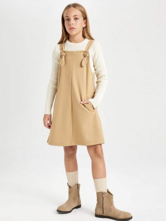 پیراهن دخترانه بژ دفکتو