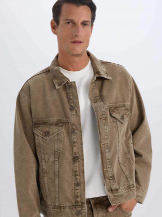 کت جین مردانه قهوه ای دفکتو