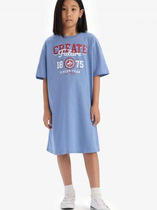 پیراهن دخترانه آبی دفکتو