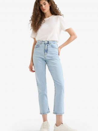 شلوار جین راسته زنانه آبی روشن دفکتو