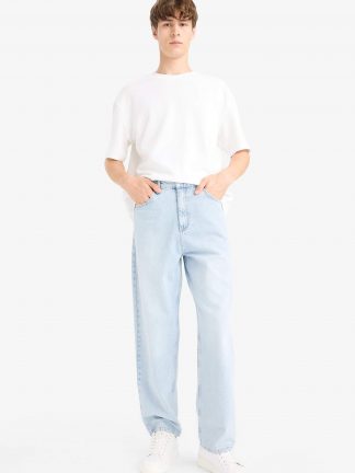 شلوار جین بگ مردانه آبی روشن دفکتو