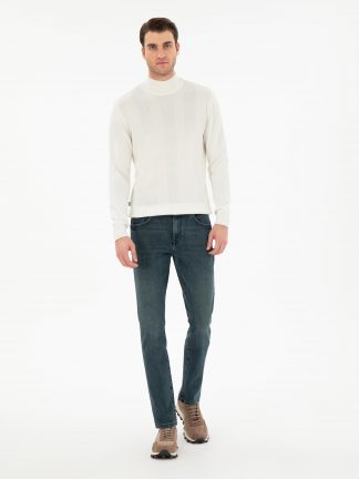 شلوار جین اسلیم فیت مردانه آبی پیرکاردین