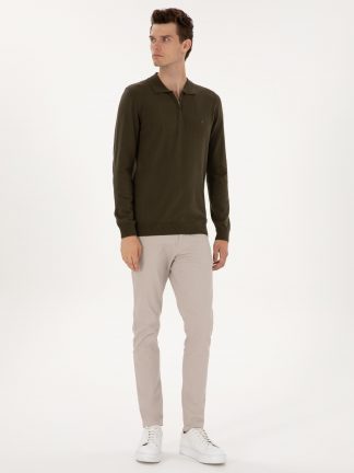 پلیور مردانه خاکی روشن پیرکاردین